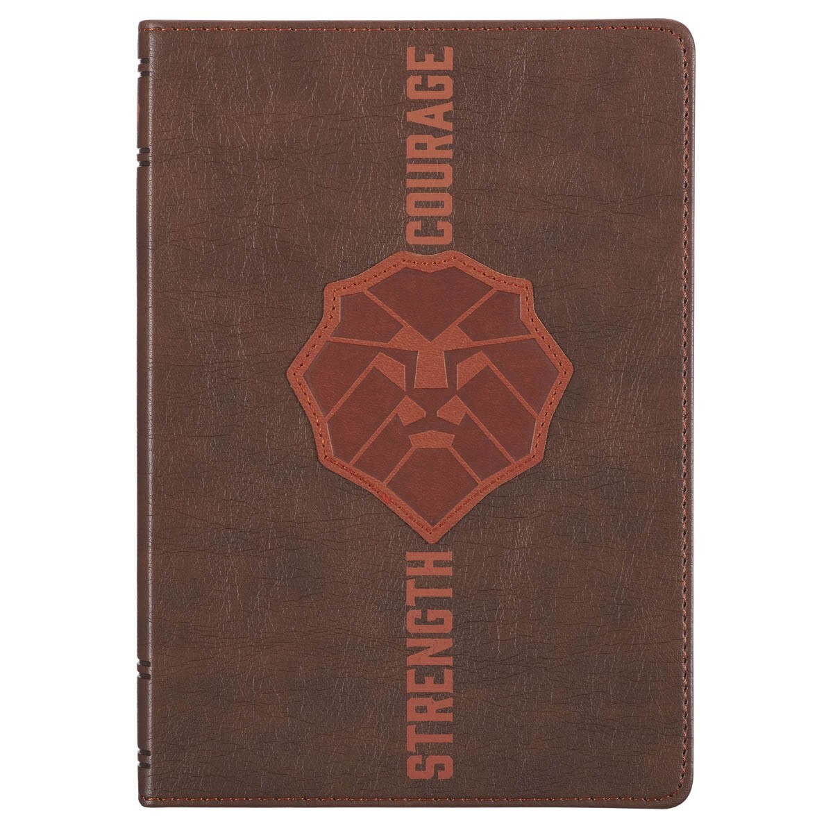 Diario Strength and courage (Josué 1:9). Imitación piel. Marrón (inglés)