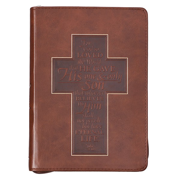 Diario Juan 3:16. Imitación piel. Marrón. Cremallera