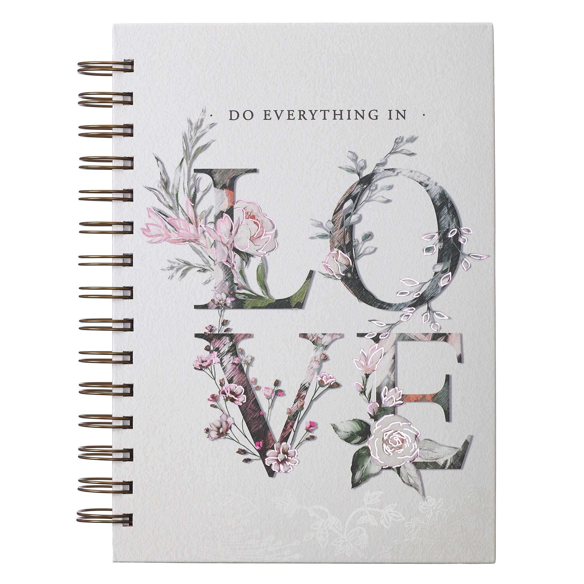 Diario Do everything in love. Tapa dura. Flores. Espiral