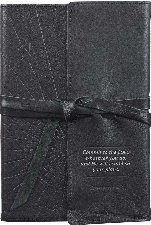 Diario Commit to the Lord (Proverbios 16:3). Piel legítima. Negro (inglés)