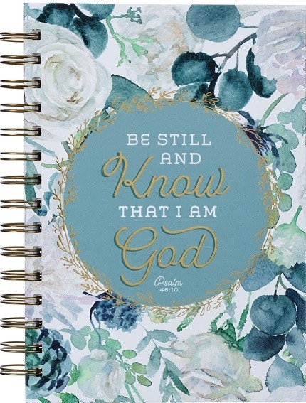 Diario Be still and know (Salmo 46:10). Tapa dura. Verde azulado. Espiral (inglés)