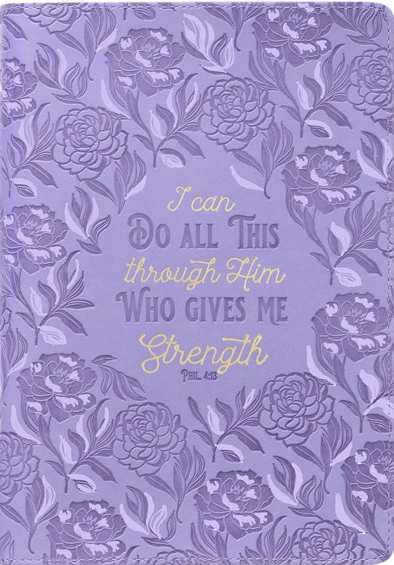Diario Filipenses 4:13. 2 tonos. Morado floral. Cremallera (inglés)