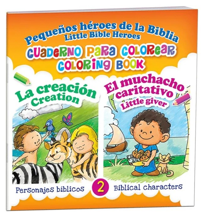 La Creación / El muchacho caritativo: Pequeños héroes de la Biblia - Cuaderno para colorear (bilingüe)