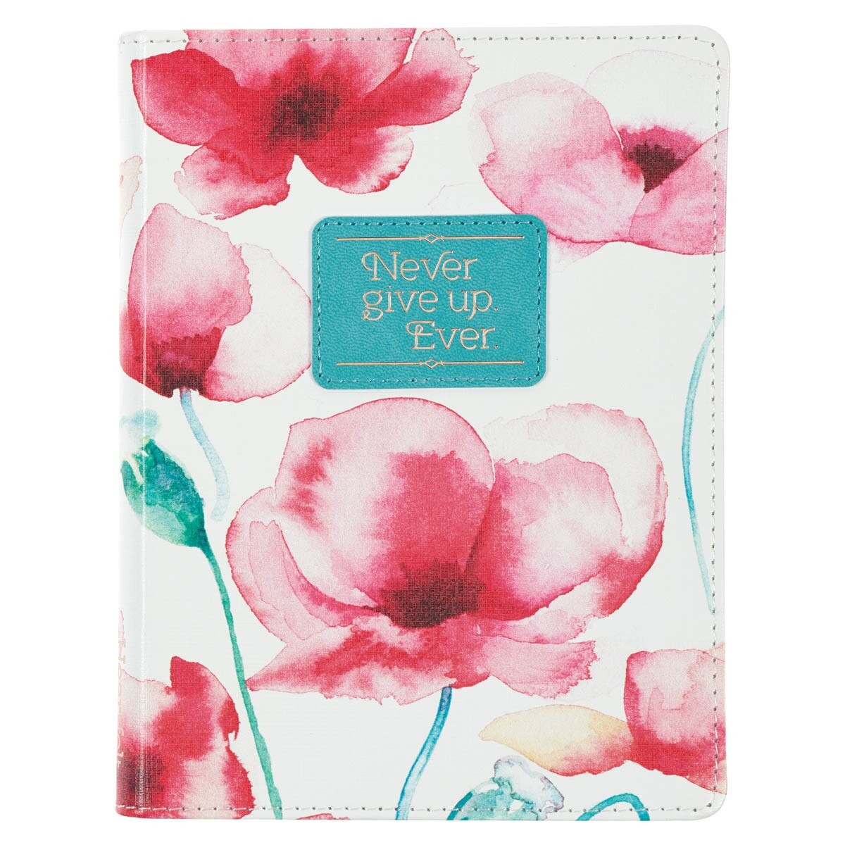 Diario Never give up. 2 tonos. Amapolas coral (inglés)