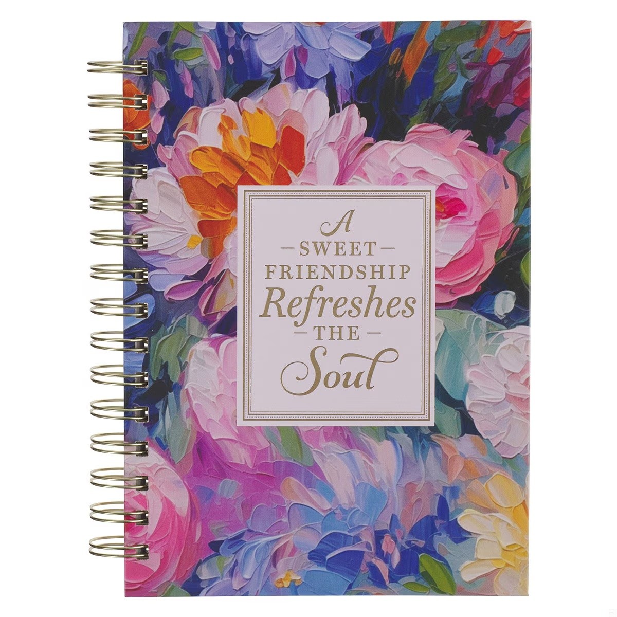 Diario A sweet friendship refreshes the soul. Tapa dura. Multicolor floral. Espiral (inglés)