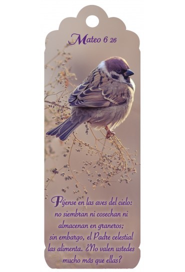 Marcador en 3D para mujer Mateo 6:26 (bilingüe)