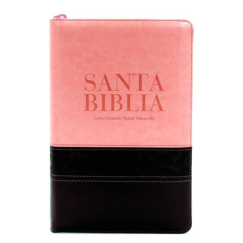 Biblia manual. Letra grande. 2 tonos. Rosa/marrón. Índice - RVR60