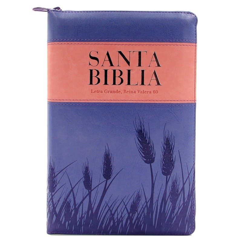 Biblia manual. Letra grande. 2 tonos. Violeta/rosa. Índice - RVR60