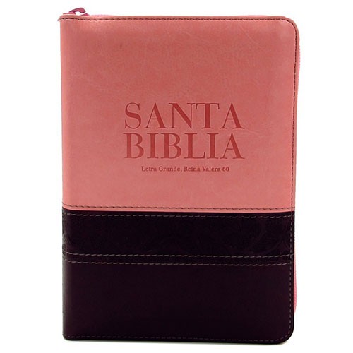 Biblia portátil. Letra grande. 2 tonos. Rosa/marrón. Índice - RVR60