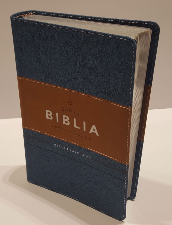Biblia RVR065cLG. Letra grande. 2 tonos. Azul/marrón. Índice - RVR60