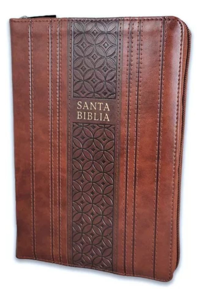 Biblia manual. Letra grande. 2 tonos. Marrón. Cremallera. Índice - RVR60