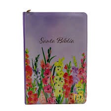 Biblia manual. Letra grande. 2 tonos. Lavanda floral. Cremallera. Índice - RVR60