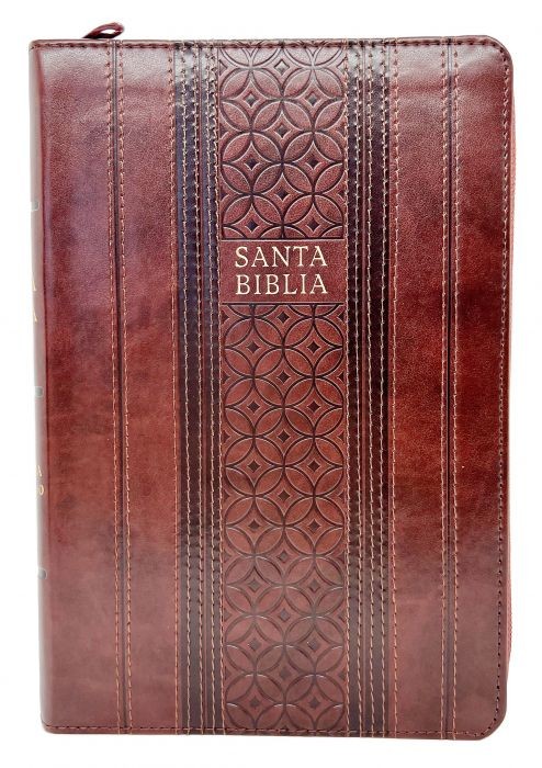 Biblia manual. Letra grande. 2 tonos. Marrón. Cremallera. Índice - RVR60