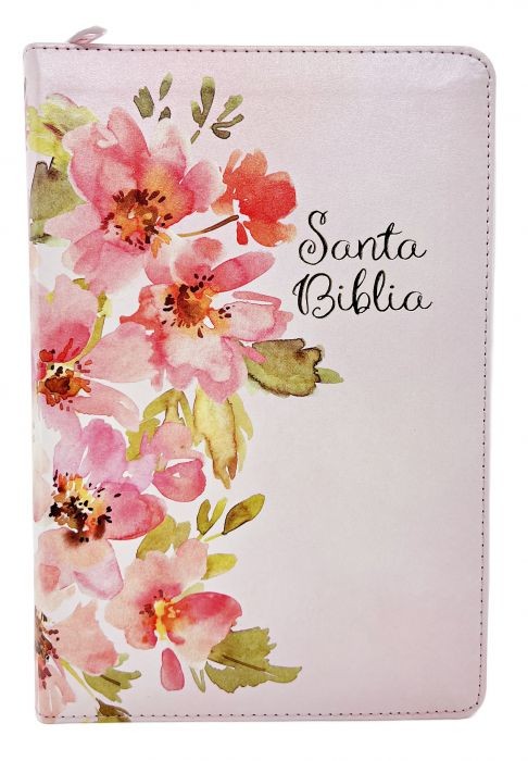 Biblia manual. Letra grande. 2 tonos. Rosa. Cremallera. Índice - RVR60
