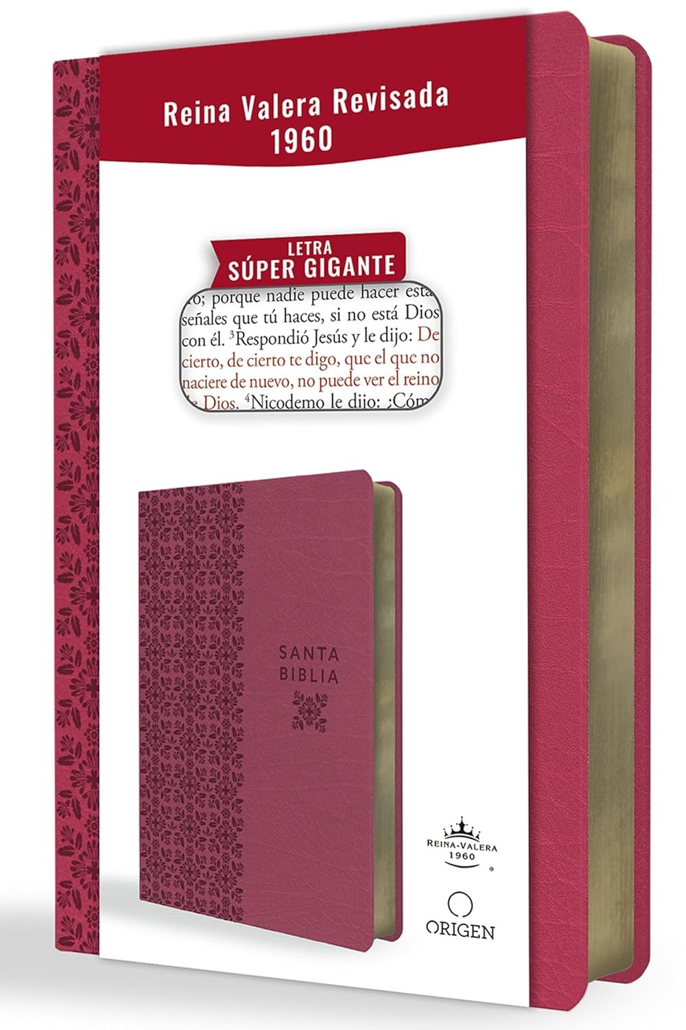 Biblia súper grande. Letra súper gigante. Imitación piel. Fucsia - RVR60