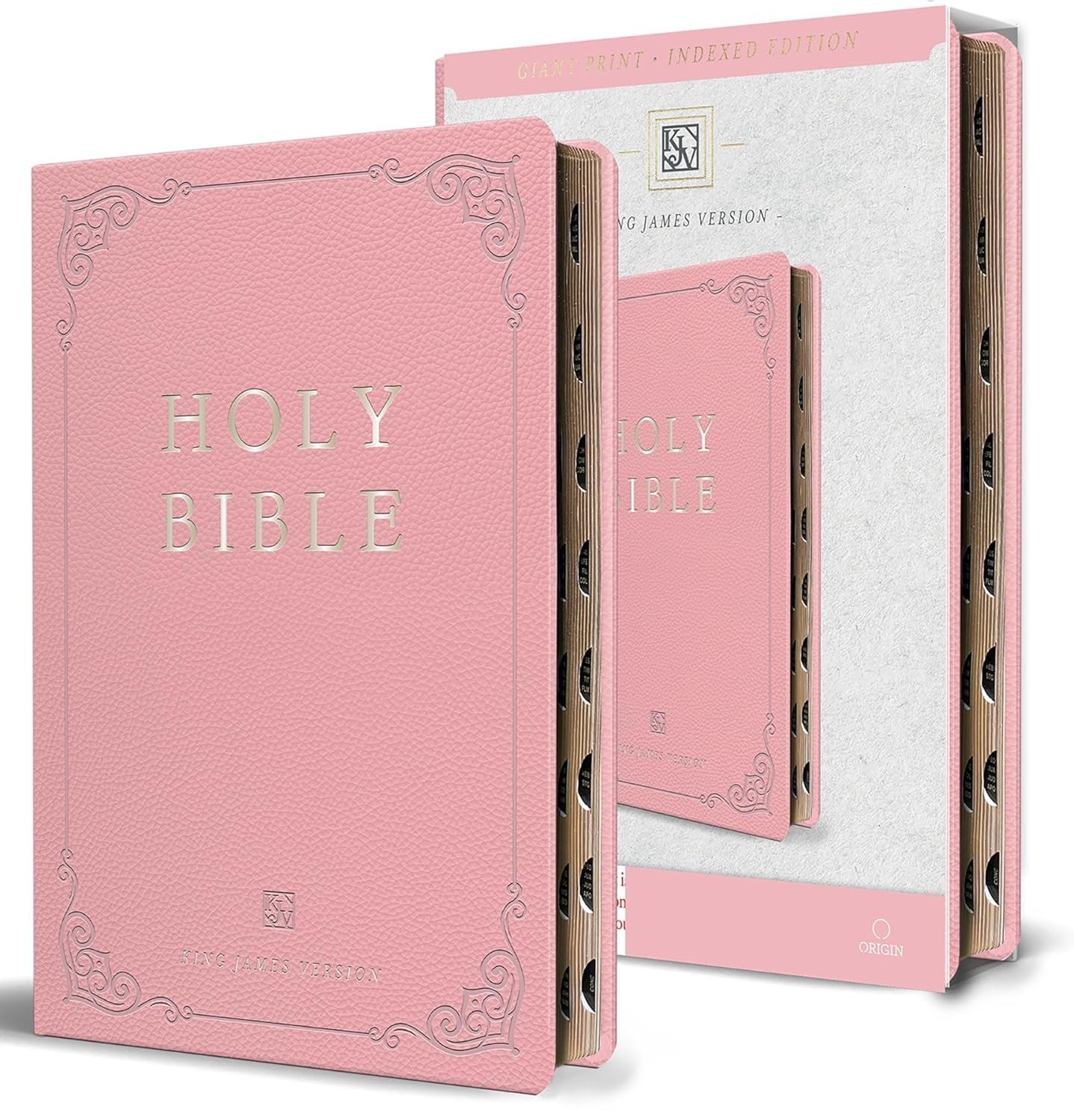 Biblia grande. Letra grande. Imitación piel. Rosa. Índice - KJV (inglés)
