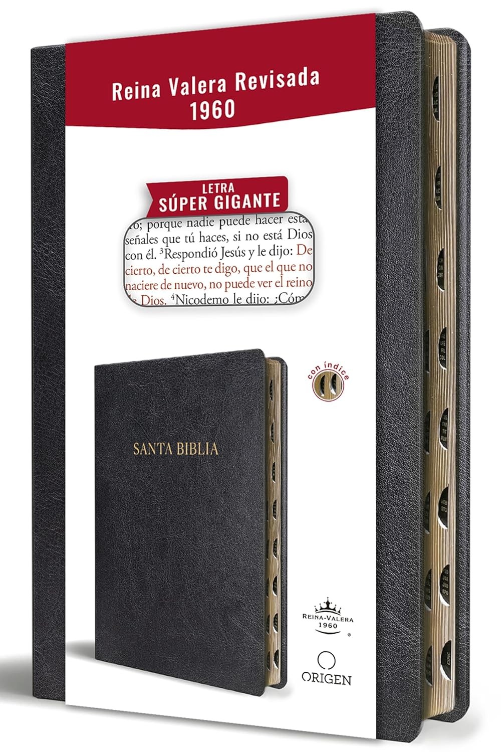 Biblia súper grande. Letra súper gigante. Imitación piel. Negro. Índice - RVR60