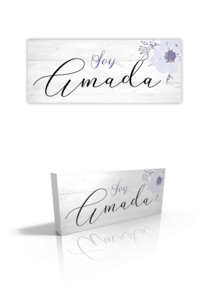 Placa sobremesa Soy amada. Madera. Color