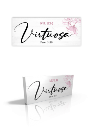 Placa sobremesa Mujer virtuosa (Proverbios 31:10). Madera. Color