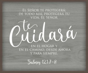 Placa sobremesa Te cuidará (Salmo 121:7-8). MDF