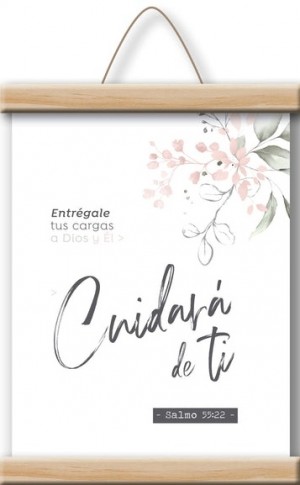 Cuadro enrollable Cuidará de ti (Salmo 55:22). Tela