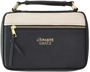 Funda para Biblia Amazing Grace. 2 tonos. Negro/beige - XL