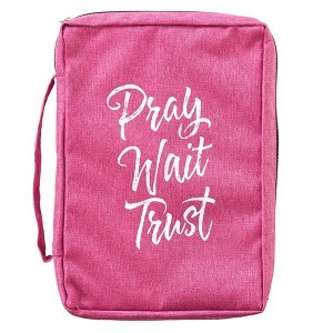 Funda para Biblia Pray, wait, trust. Lona. Rosa - XL