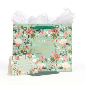 Bolsa de regalo 1 Corintios 16:14. Papel floral (3 en 1)