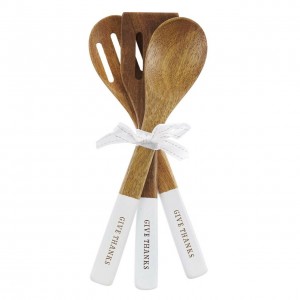 Juego de cucharas de cocinar Give thanks. Madera de acacia (pack de 3) (inglés)