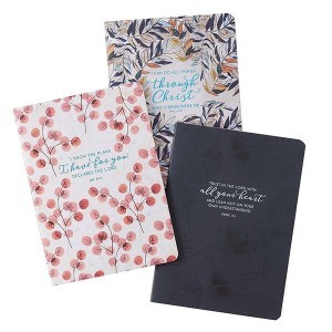 Cuaderno Filipenses 4:13. Rústica. Azul floral (pack de 3) (inglés)