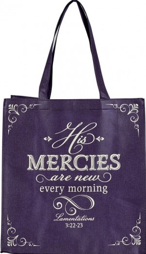 Bolsa His mercies are new (Lamentaciones 3:22-23). Polipropileno. Morado amatista (inglés)