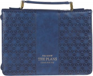 Funda para Biblia Jeremías 29:11. Imitación piel. Azul - L
