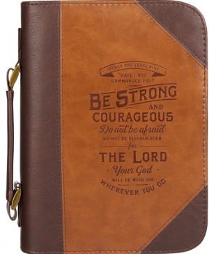 Funda para Biblia Josué 1:9. 2 tonos. Marrón - XXL (inglés)