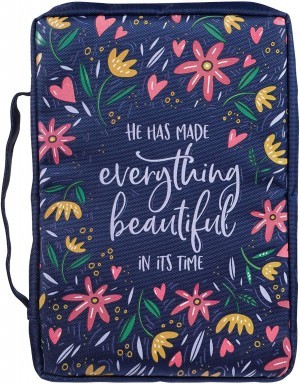 Funda para Biblia Everything beautiful. Lona. Azul floral - XL (inglés)