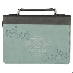 Funda para Biblia All things are possible (Mateo 19:26). 2 tonos. Gris/turquesa - XXL (inglés)