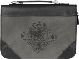 Funda para Biblia Isaías 40:31. 2 tonos. Negro/gris - XL (inglés)