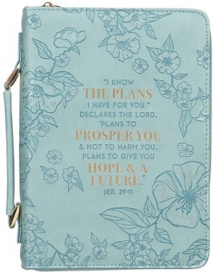 Funda para Biblia Jeremías 29:11. 2 tonos. Turquesa floral - L (inglés)