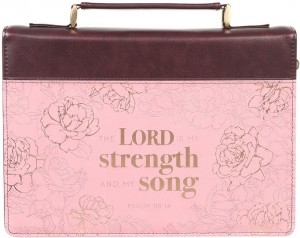 Funda para Biblia Salmo 118:14. 2 tonos. Rosa/chocolate - XL (inglés)