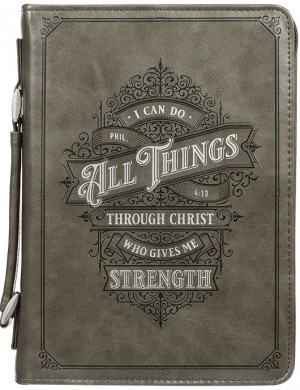 Funda para Biblia Filipenses 4:13. 2 tonos. Carbón - XL (inglés)