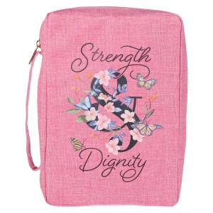 Funda para Biblia Strength & dignity. Lona. Rosa Floral - XL (inglés)