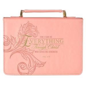 Funda para Biblia Through Christ (Filipenses 4:13). 2 tonos. Rosa - L (inglés)