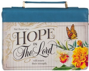 Funda para Biblia Hope in the Lord. 2 tonos. Azul océano floral (inglés) - XL