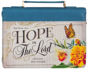 Funda para Biblia Hope in the Lord. 2 tonos. Azul océano floral (inglés) - L