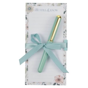 Bloc de notas magnético y bolígrafo Be still & know (Salmos 46:10) (inglés)