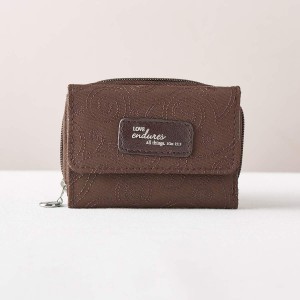 Monedero y billetera 1 Corintios 13:7. Microfibra. Marrón y turquesa