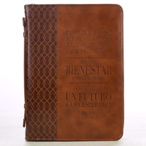 Funda para Biblia Jeremías 29:11. 2 tonos. Marrón - XL
