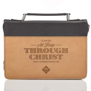 Funda para Biblia Filipenses 4:13. 2 tonos. Marrón - XL