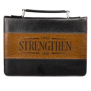 Funda para Biblia I will strengthen you. 2 tonos. Marrón - XL