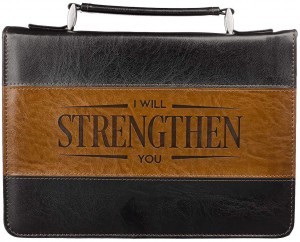 Funda para Biblia I will strengthen you. 2 tonos. Marrón - L