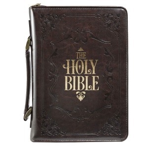 Funda para Biblia Holy Bible. Imitación piel. Marrón - L